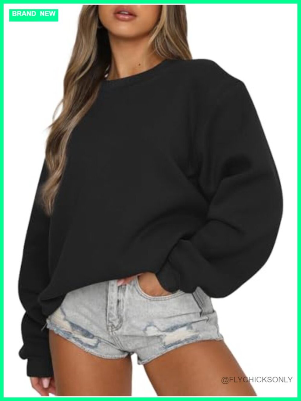 Oversized Fleece Lined Crewneck Sweatshirt Cotton Polyester Pullover